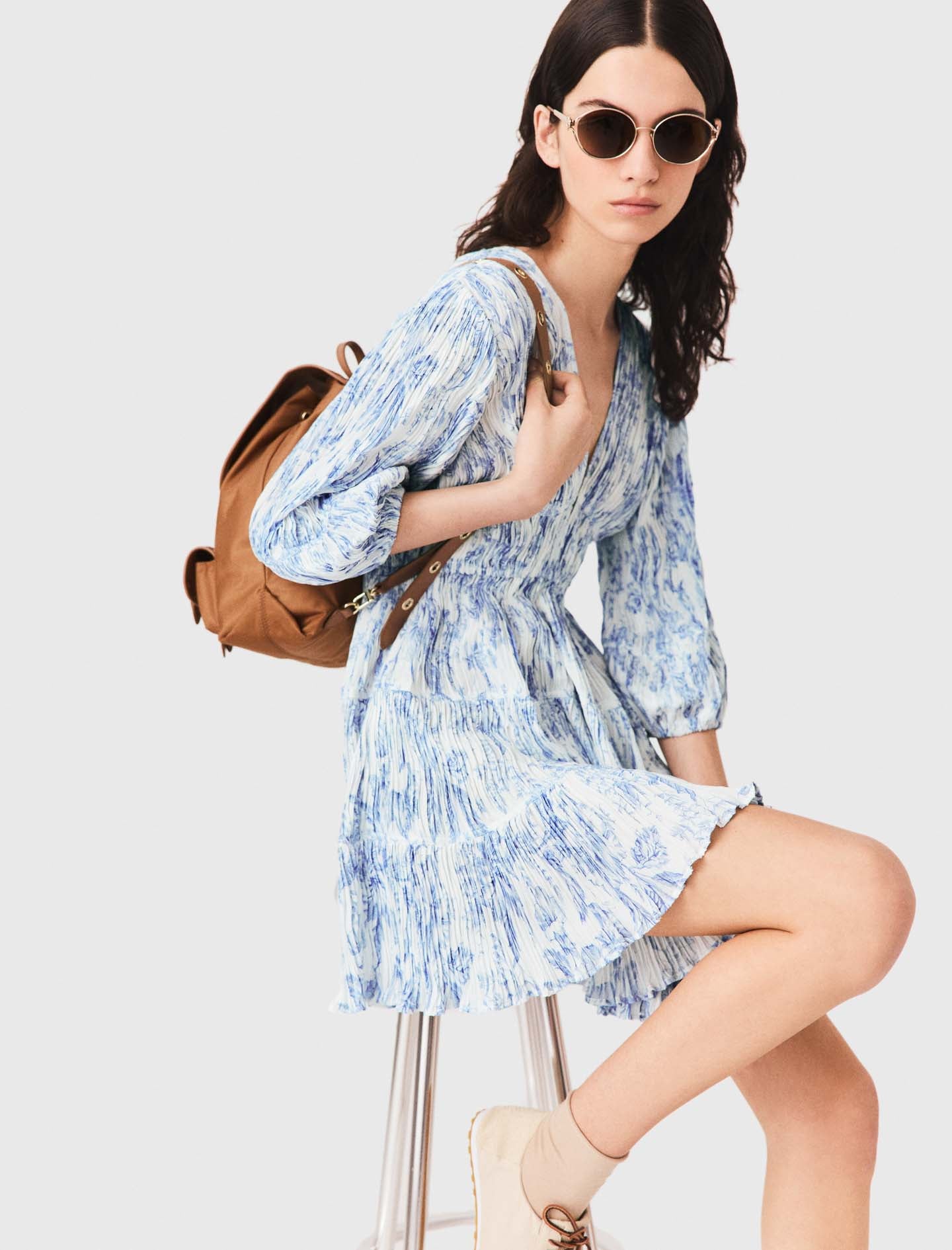 Vestido plisado estampado