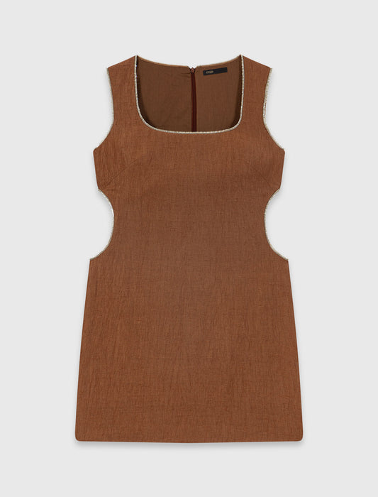Vestido corto de mezcla de lino