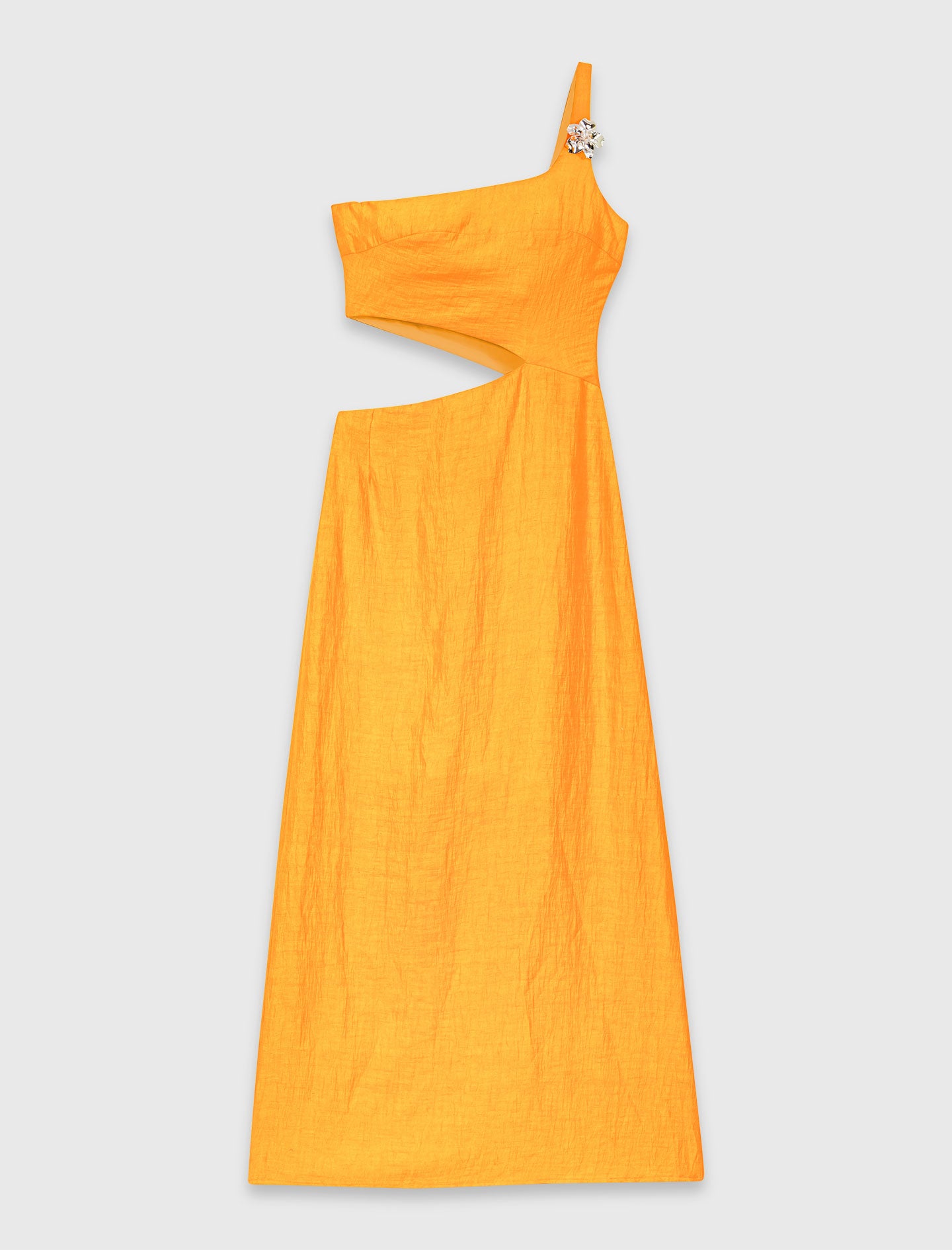 Vestido asimétrico de lino mezclado