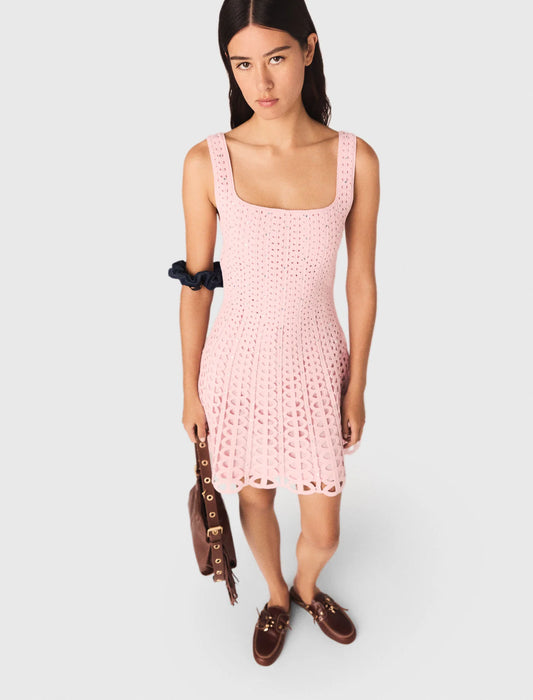 Vestido corto ganchillo con strass
