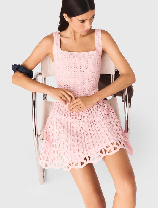 Vestido corto ganchillo con strass