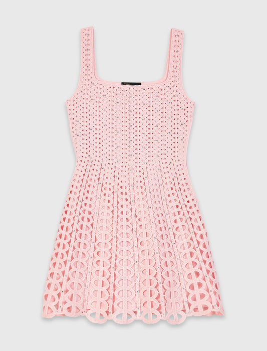 Vestido corto ganchillo con strass