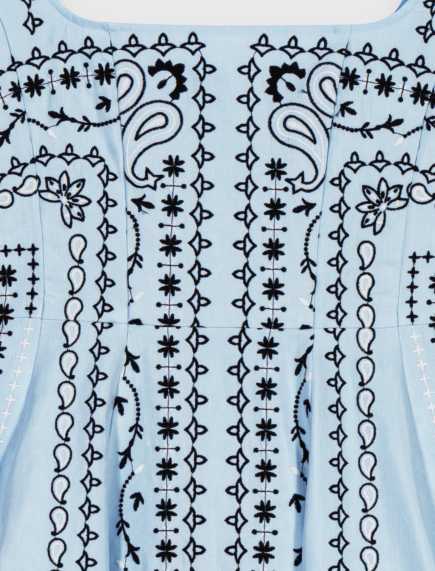 Vestido corto bordado lino mixto