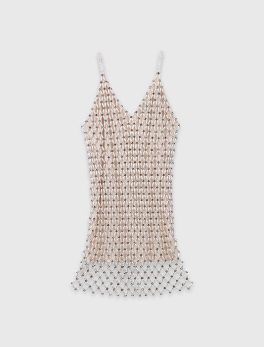 Vestido corto perlado con forro