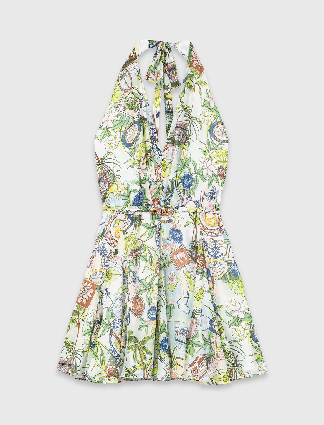 Vestido corto estampado sin espalda