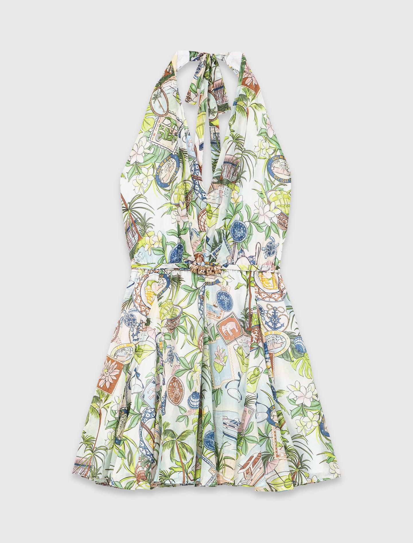 Vestido corto estampado sin espalda