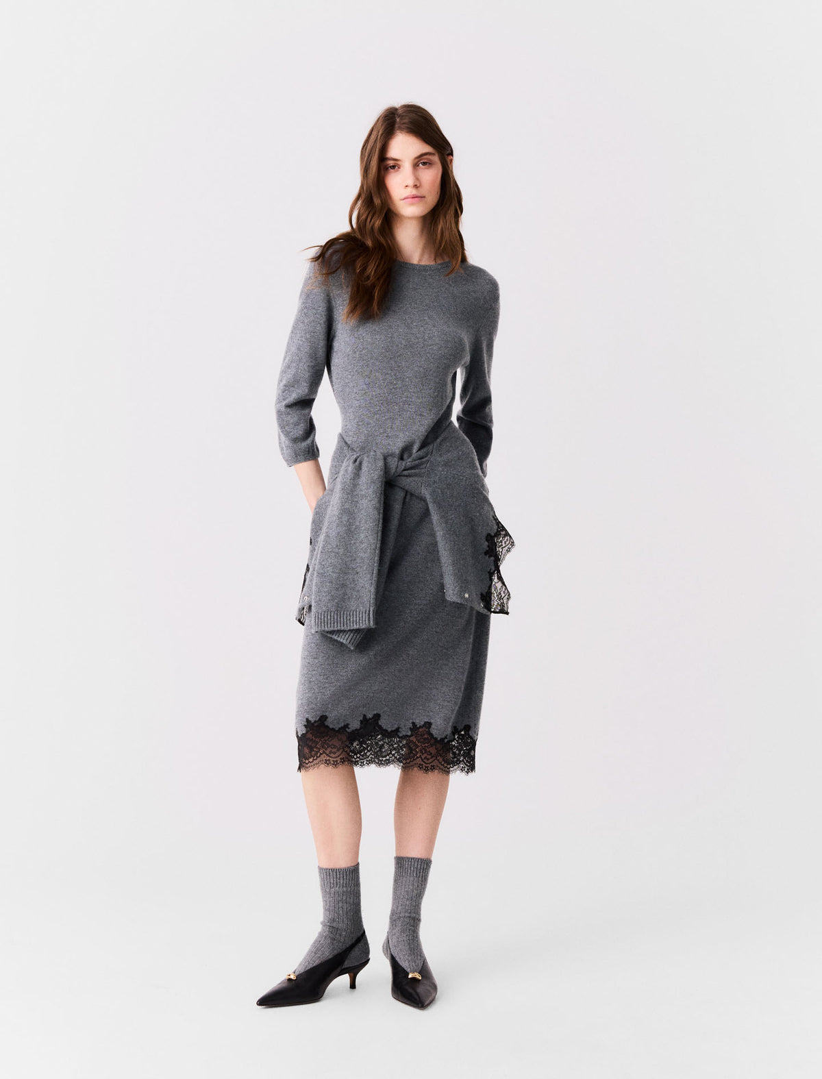 Vestido con panel de encaje
