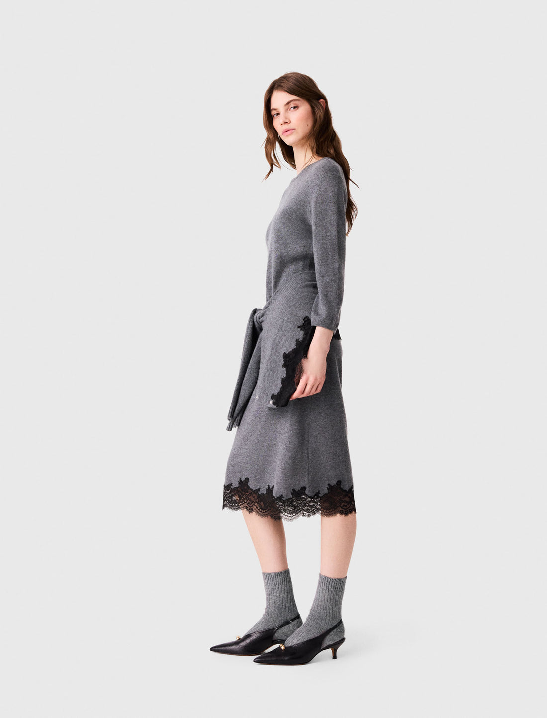 Vestido con panel de encaje