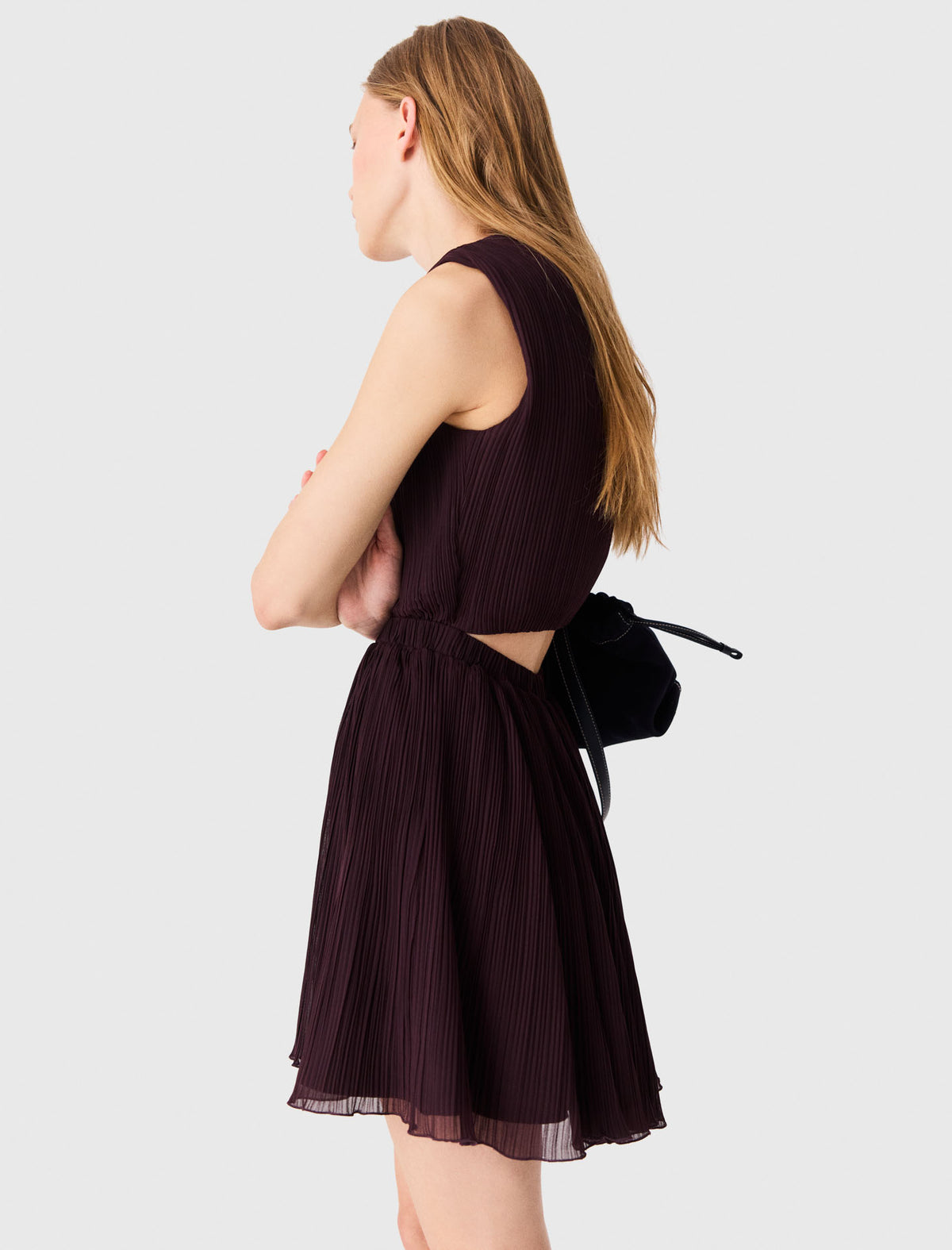 Vestido skater corto plisado