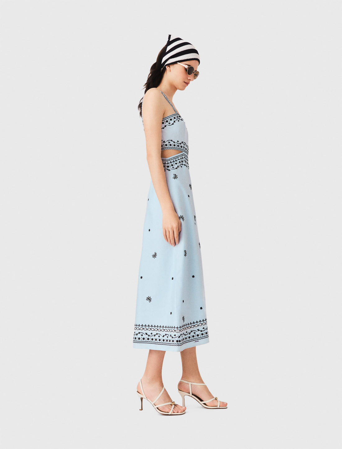 Vestido largo bordado lino mezcla