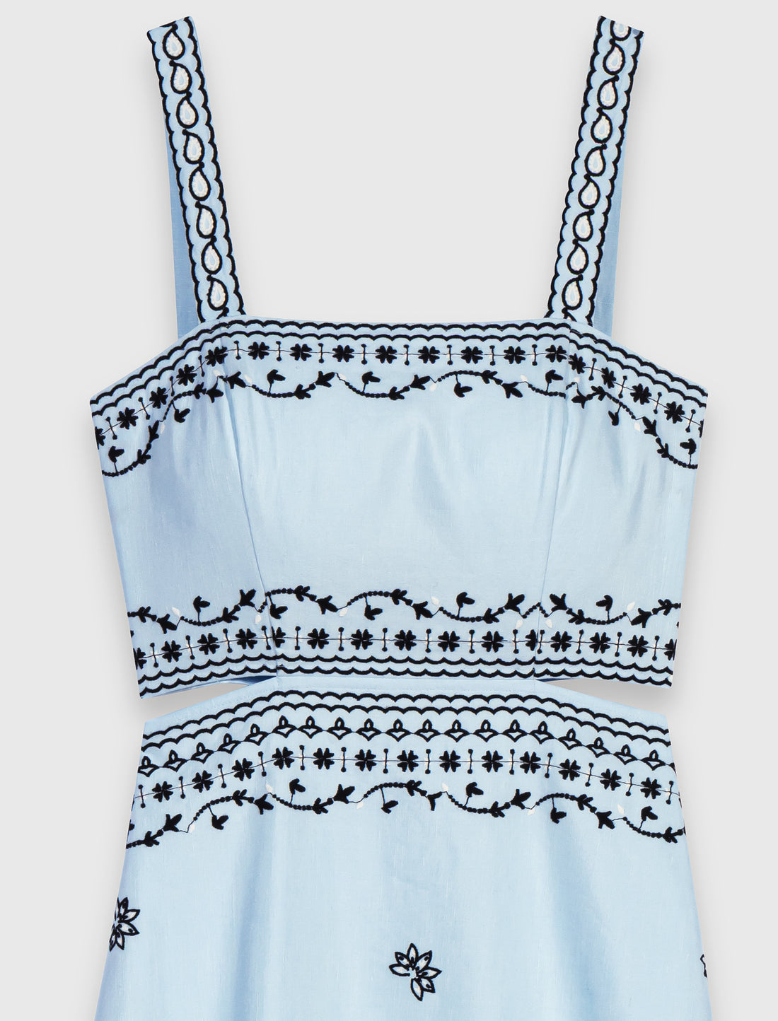 Vestido largo bordado lino mezcla