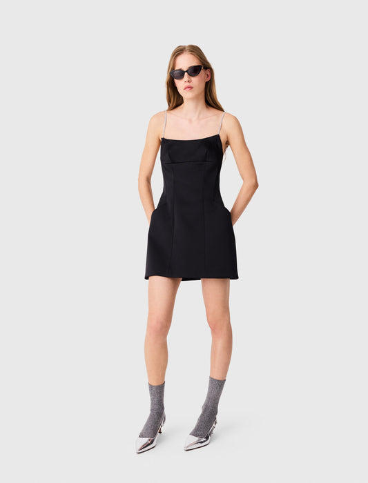 Vestido corto de satén sin espalda