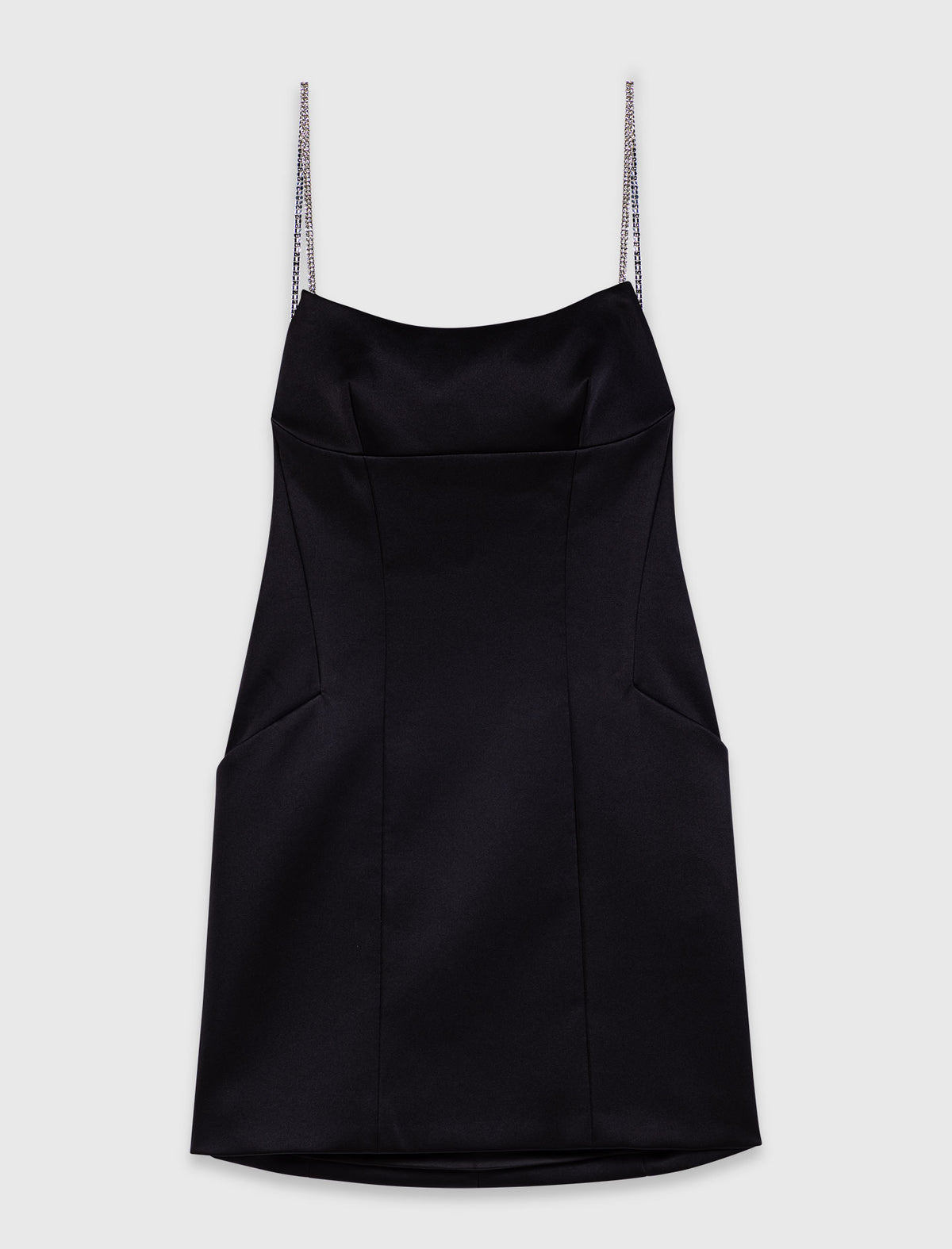 Vestido corto de satén sin espalda