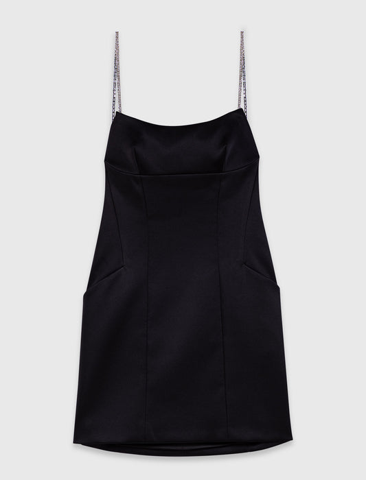 Vestido corto de satén sin espalda