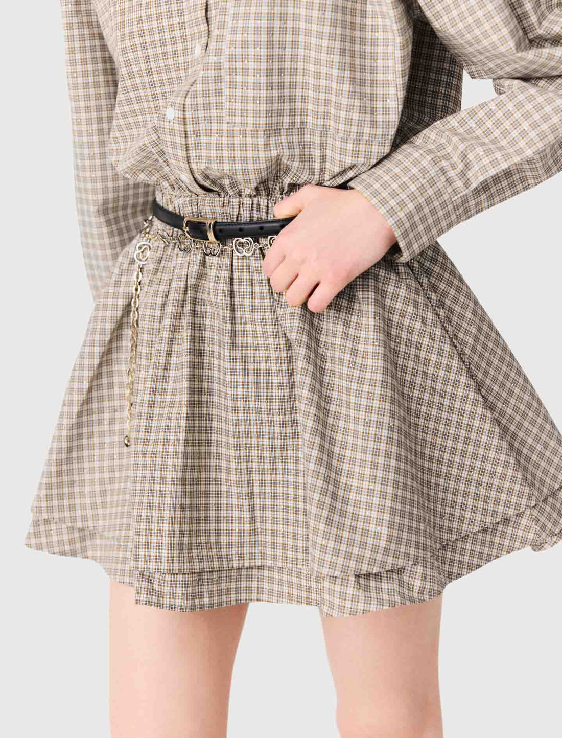 Vestido corto de cuadros con strass