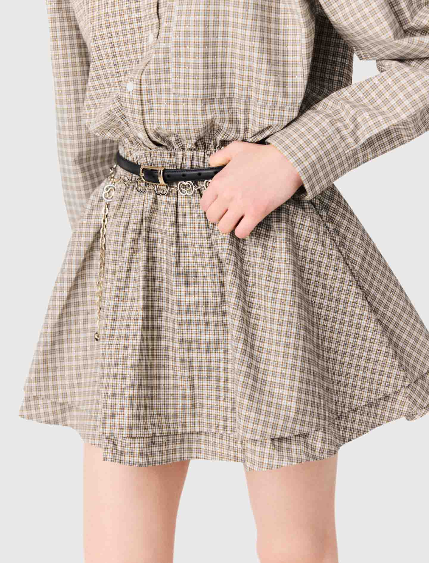 Vestido corto de cuadros con strass