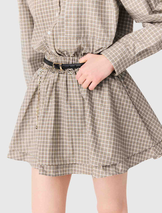 Vestido corto de cuadros con strass