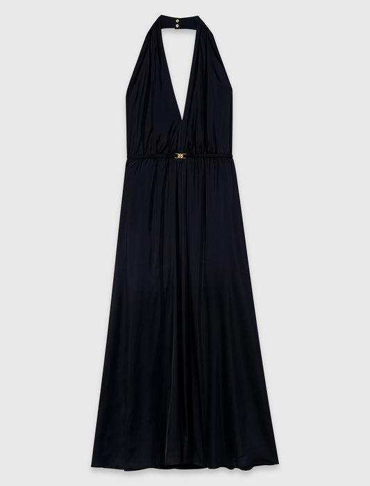 Vestido largo plisado sin espalda