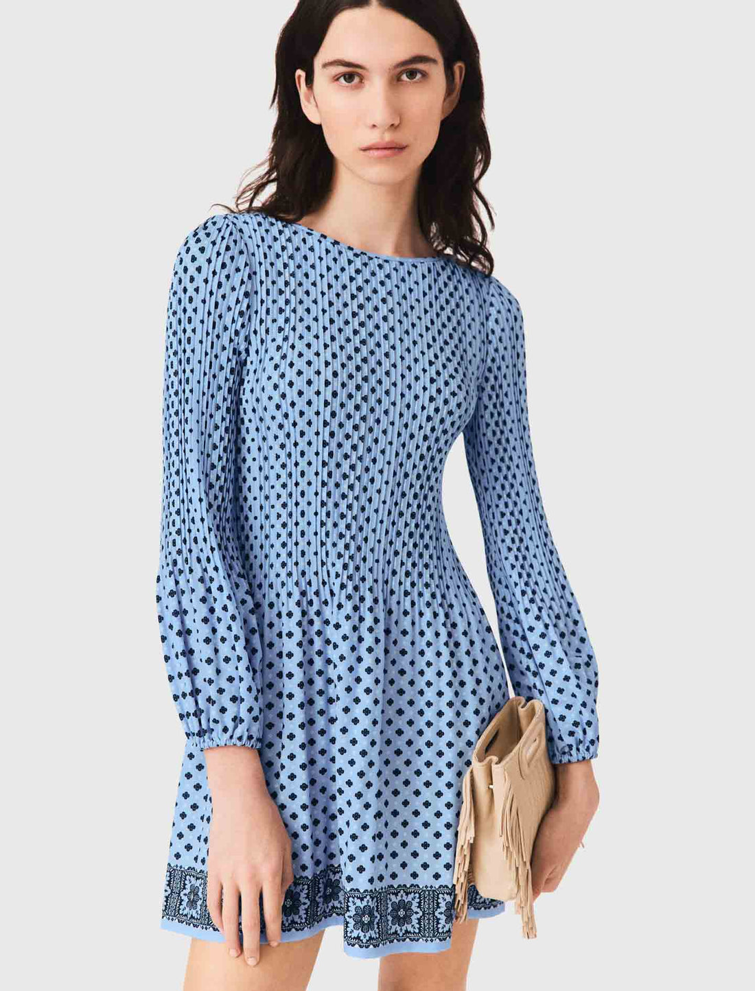 Vestido plisado estampado