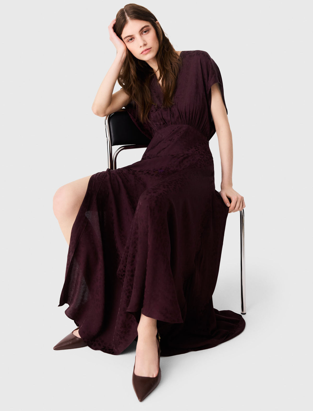 Vestido largo estampado jacquard