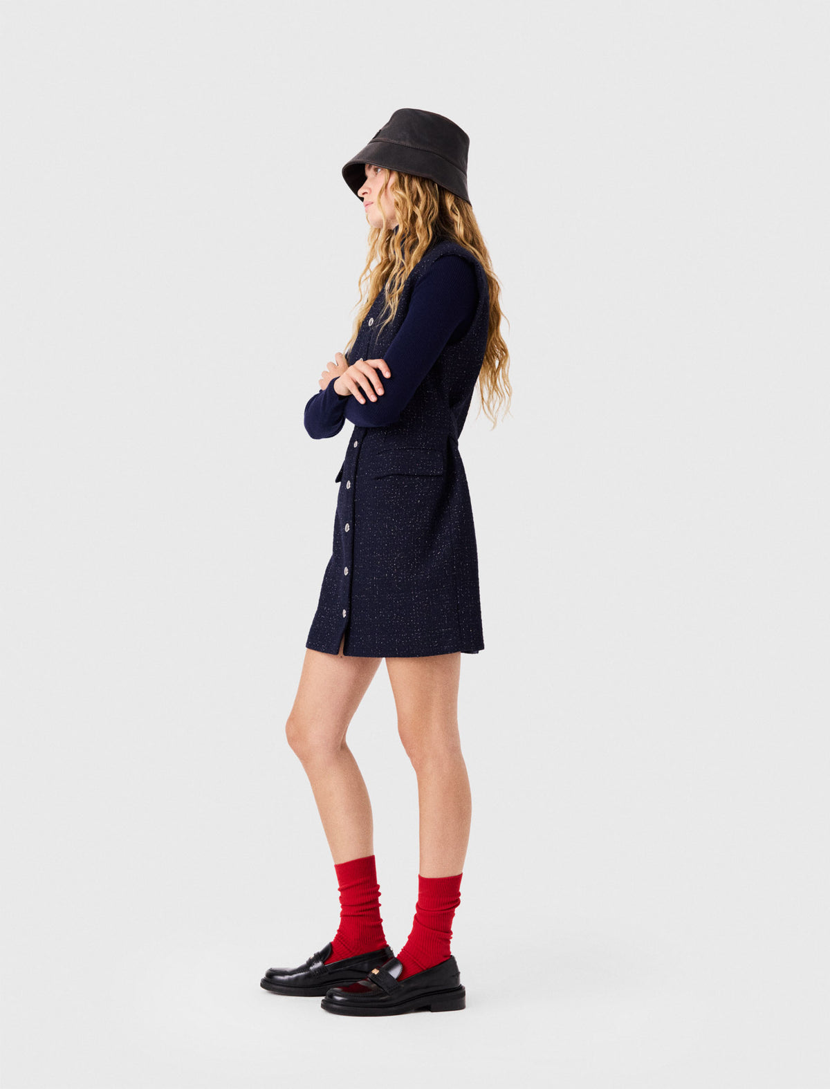Vestido corto de tweed con lúrex