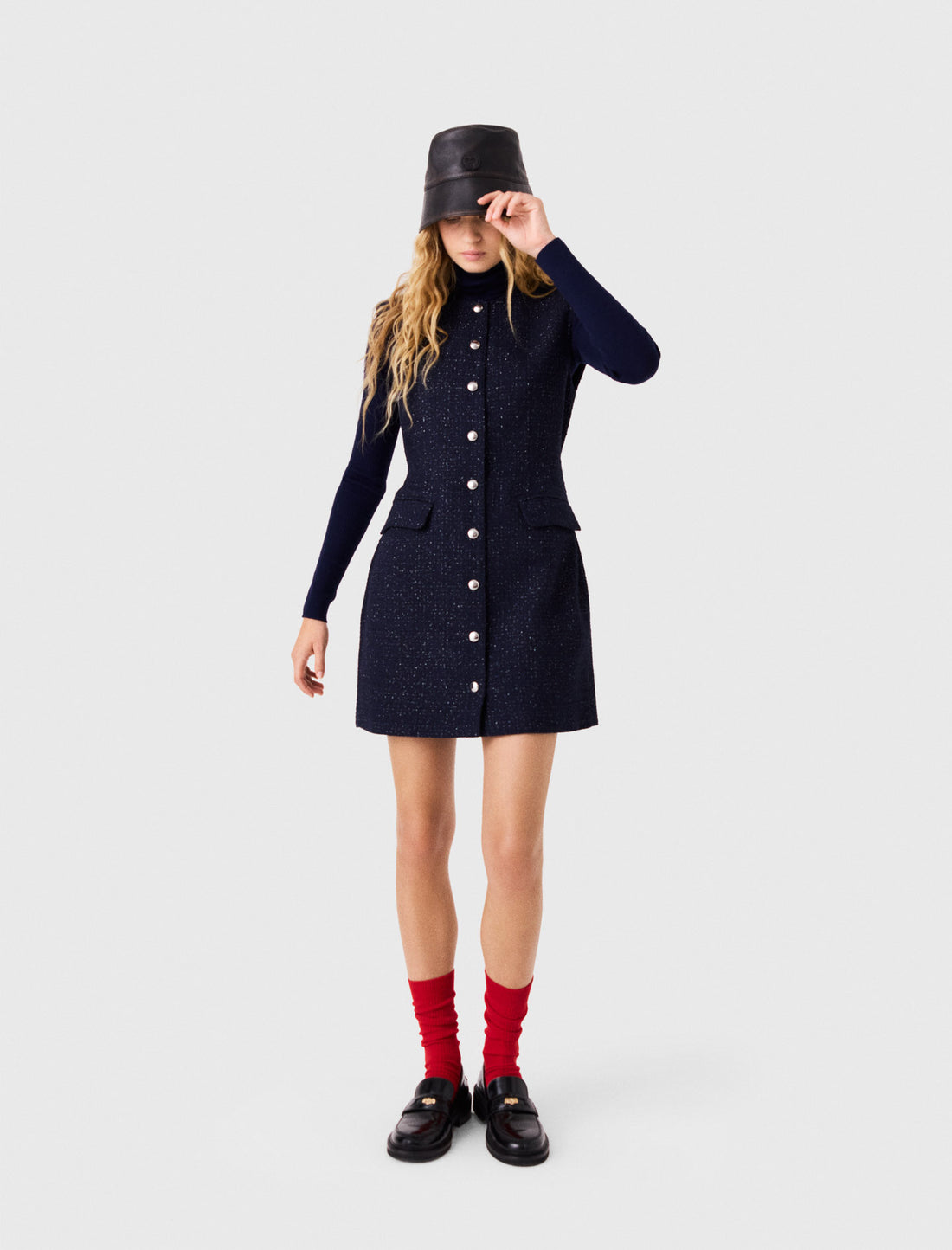 Vestido corto de tweed con lúrex