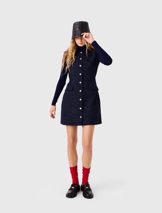 Vestido corto de tweed con lúrex