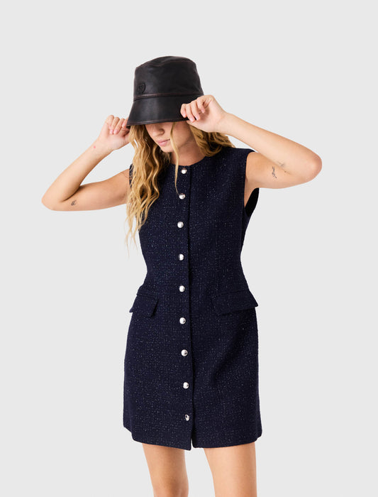 Vestido corto de tweed con lúrex