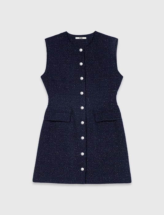 Vestido corto de tweed con lúrex