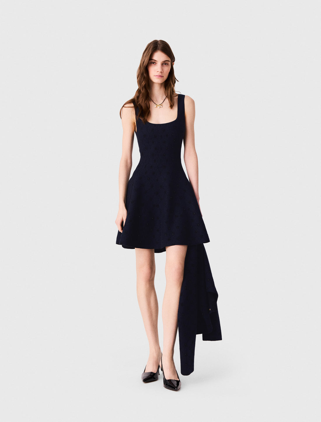 Vestido corto skater de jacquard