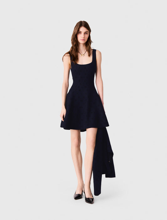 Vestido corto skater de jacquard