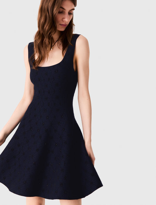 Vestido corto skater de jacquard