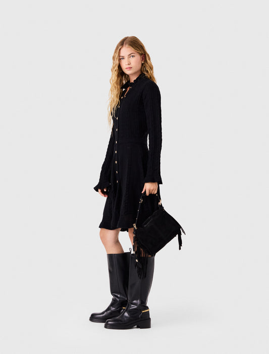 Vestido corto de punto con botones