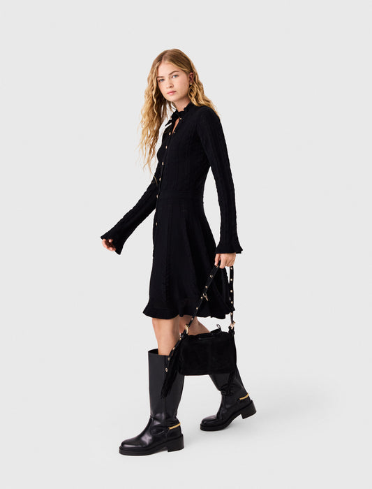 Vestido corto de punto con botones