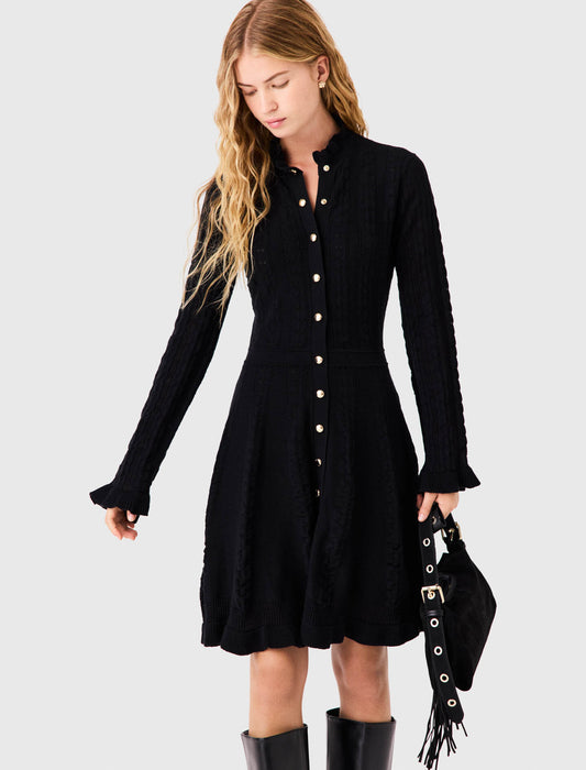 Vestido corto de punto con botones