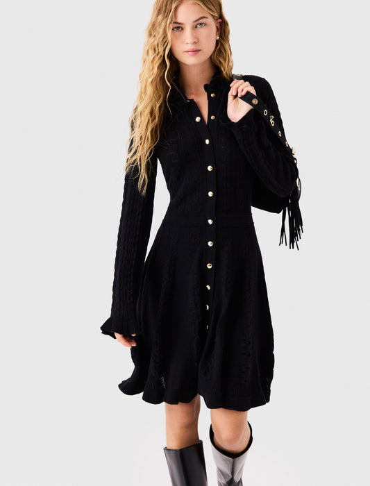 Vestido corto de punto con botones