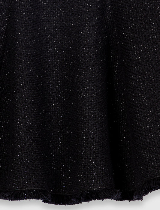 Vestido corto de tweed con flecos