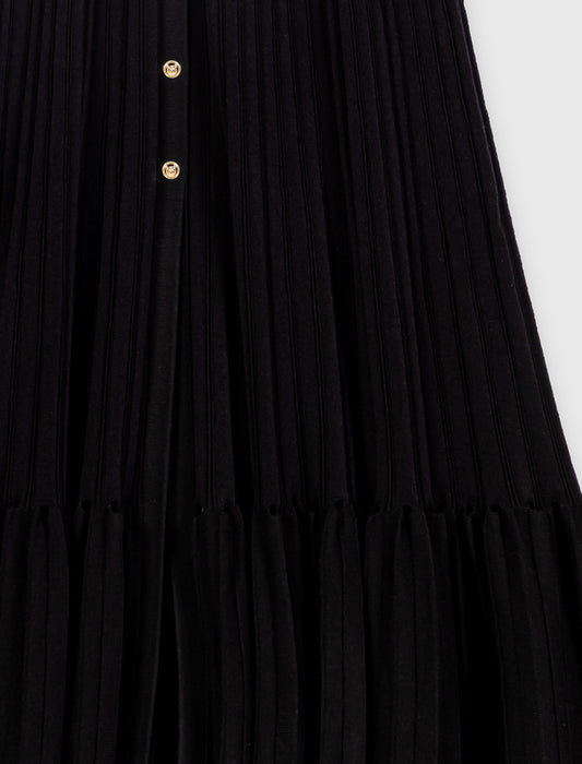Vestido largo de punto con volantes
