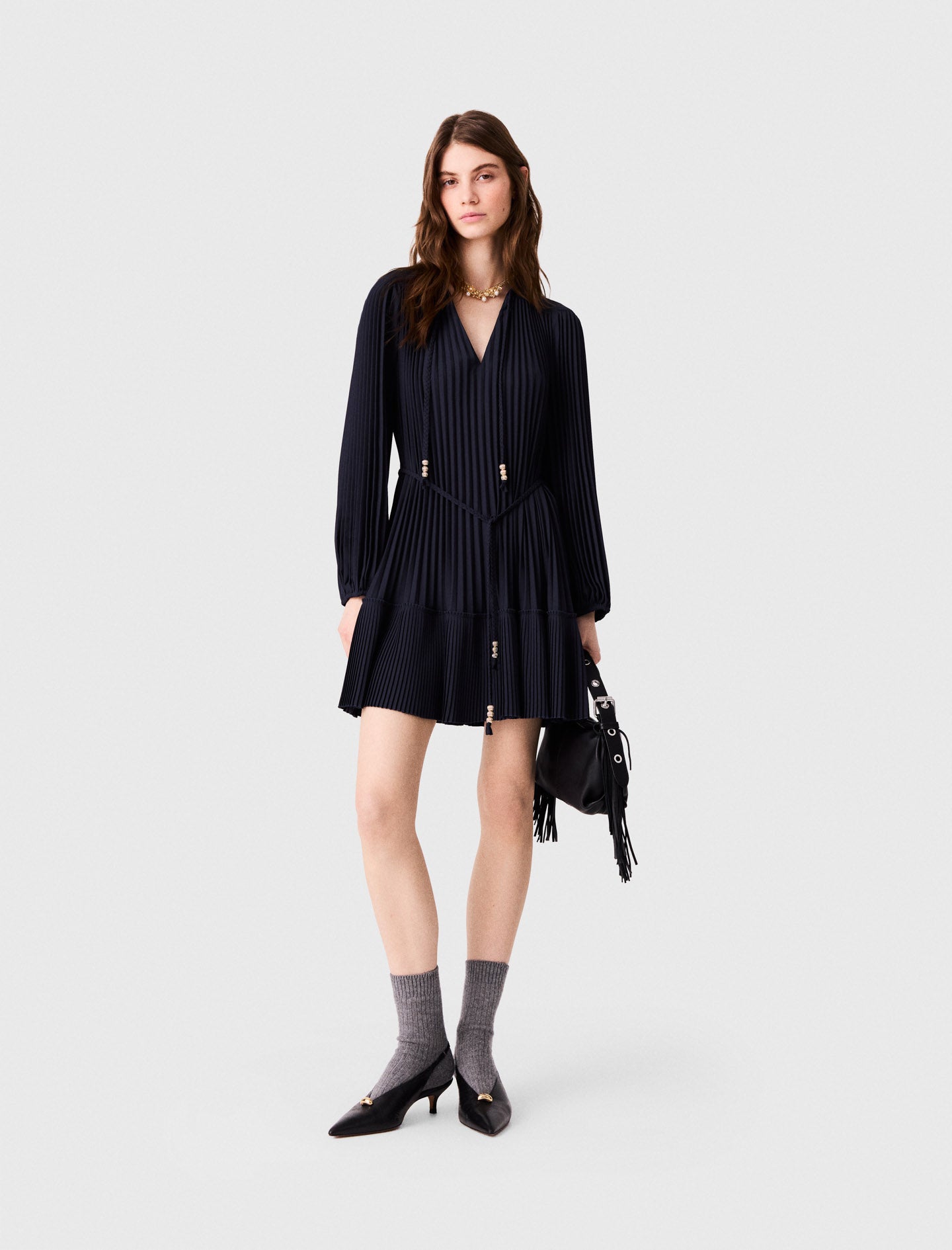 Vestido corto plisado