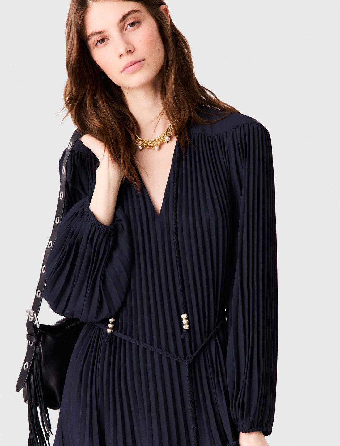 Vestido corto plisado