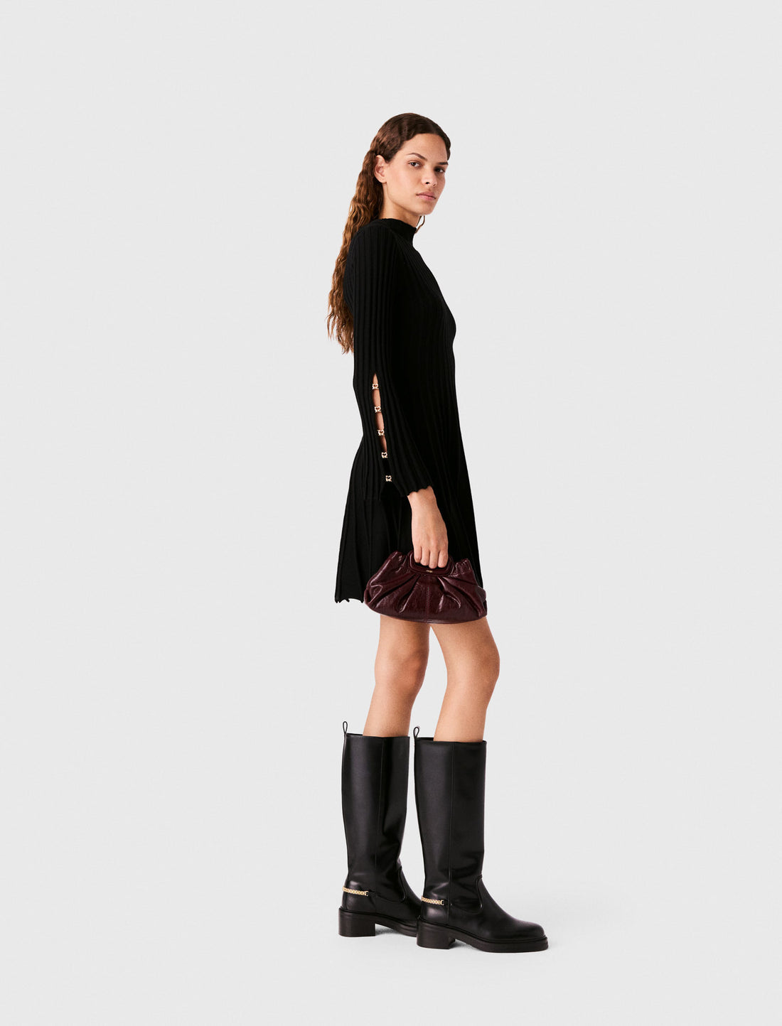 Vestido corto skater cuello alto