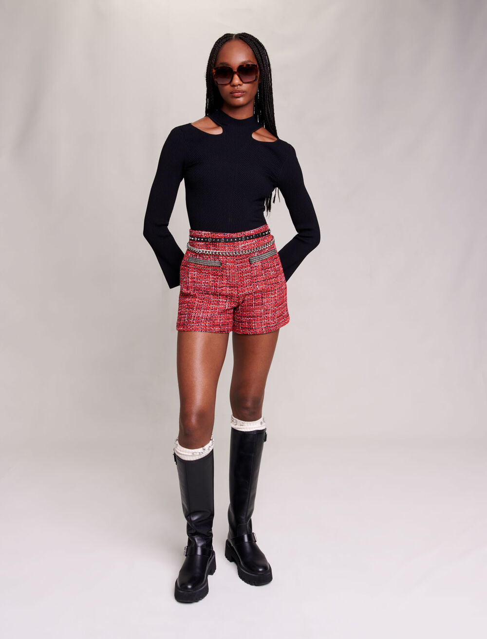 Pantalón corto de tweed