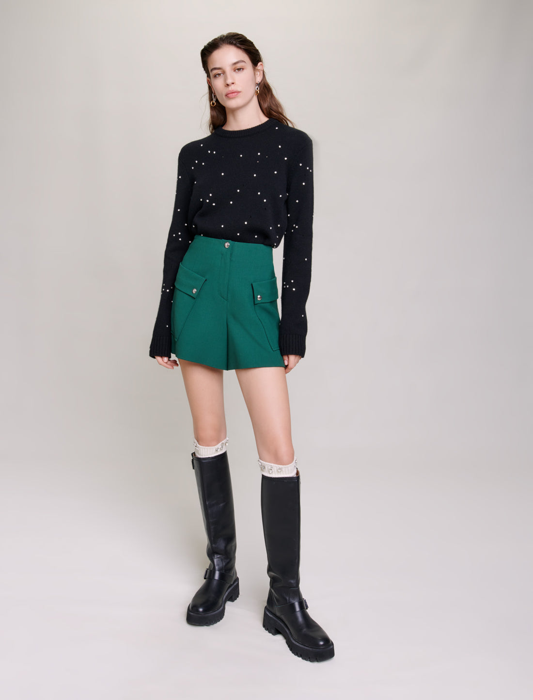 Shorts de tela con bolsillos tipo caja