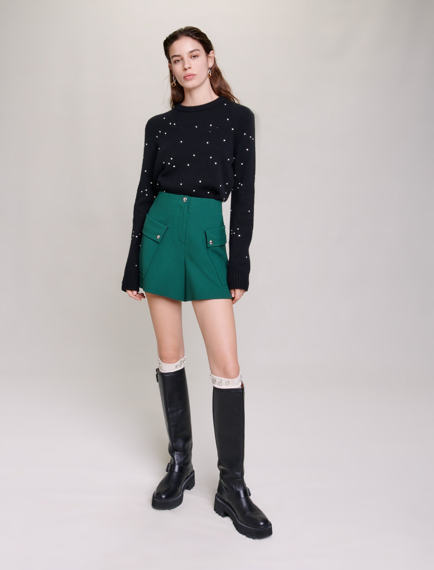 Shorts de tela con bolsillos tipo caja