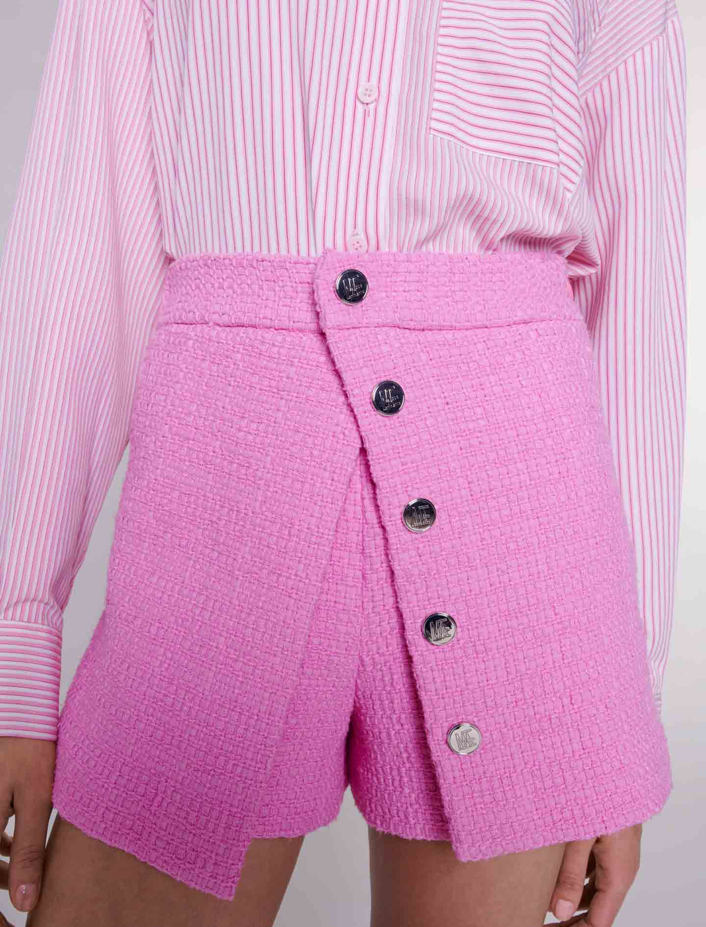 Pantalón corto de tweed con pliegue