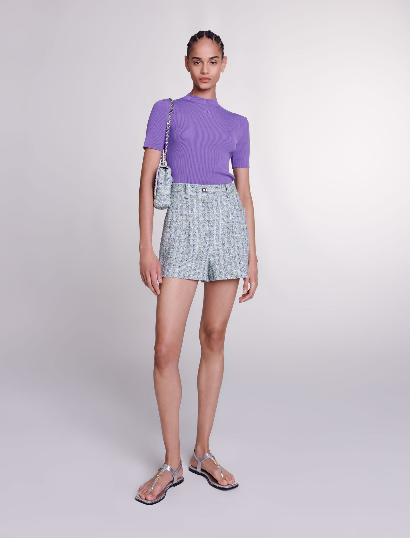 Pantalón corto de tweed