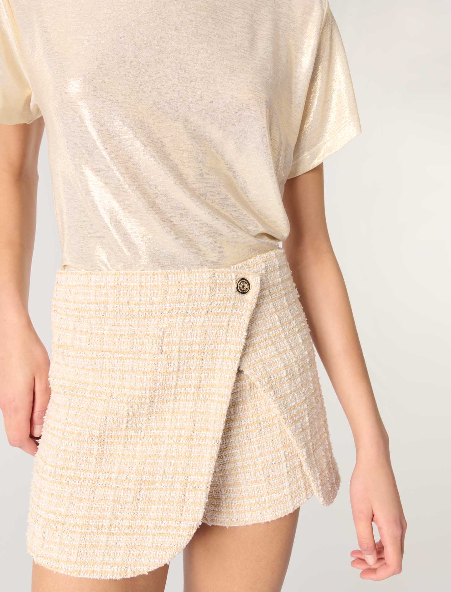 Pantalón corto trampantojo de tweed