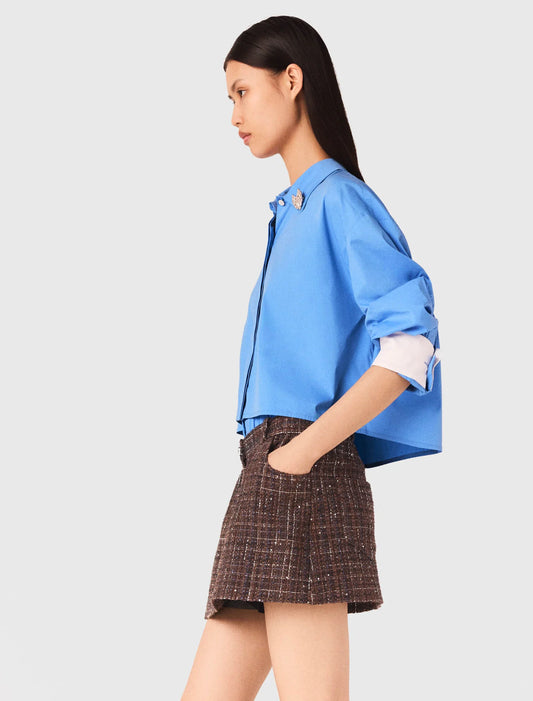 Short de tweed con banda elástica