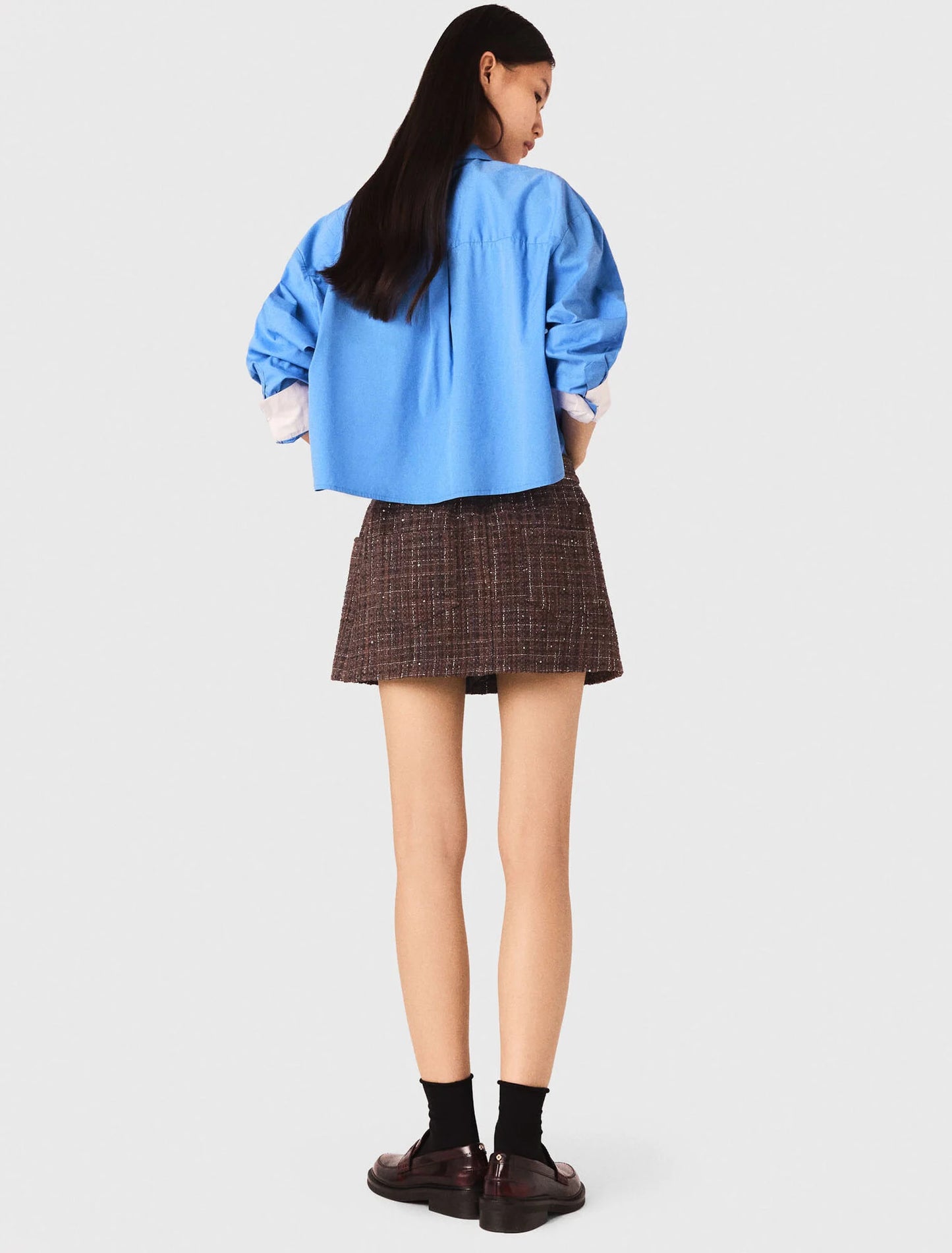 Short de tweed con banda elástica