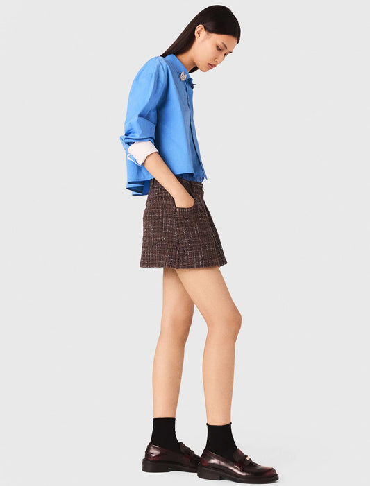 Short de tweed con banda elástica